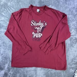 Old Navy Shirt Mens 2XL Red Stinky's Pub Pool Hall Calhoun Georgia Skunk Graphic